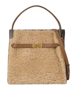 Lee Radziwill Double Bag, Shearling/Leather, Tan/Brown, MIC, DB, 3*